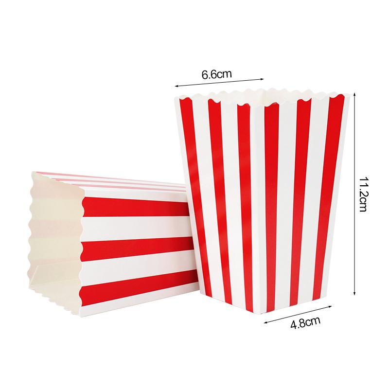 

12pcs Popcorn Box Buckets Movie Night Fries Cup Snack Containers Birthday Party Supplies Wedding Christmas Carnival Stripes Bags 12pcs
