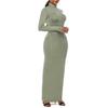 Stretchy Bodycon Long Dress Solid Color Turtle Neck Casual Womens Long Sleeve