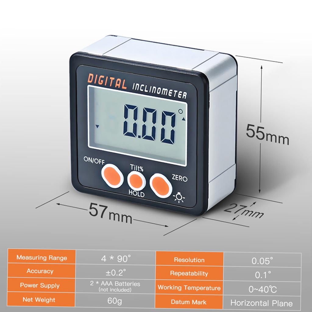 Digital Inclinometer 0 360 degrees Electronic Protractor Aluminum Alloy Shell Digital Bevel Box Angle Gauge Meter