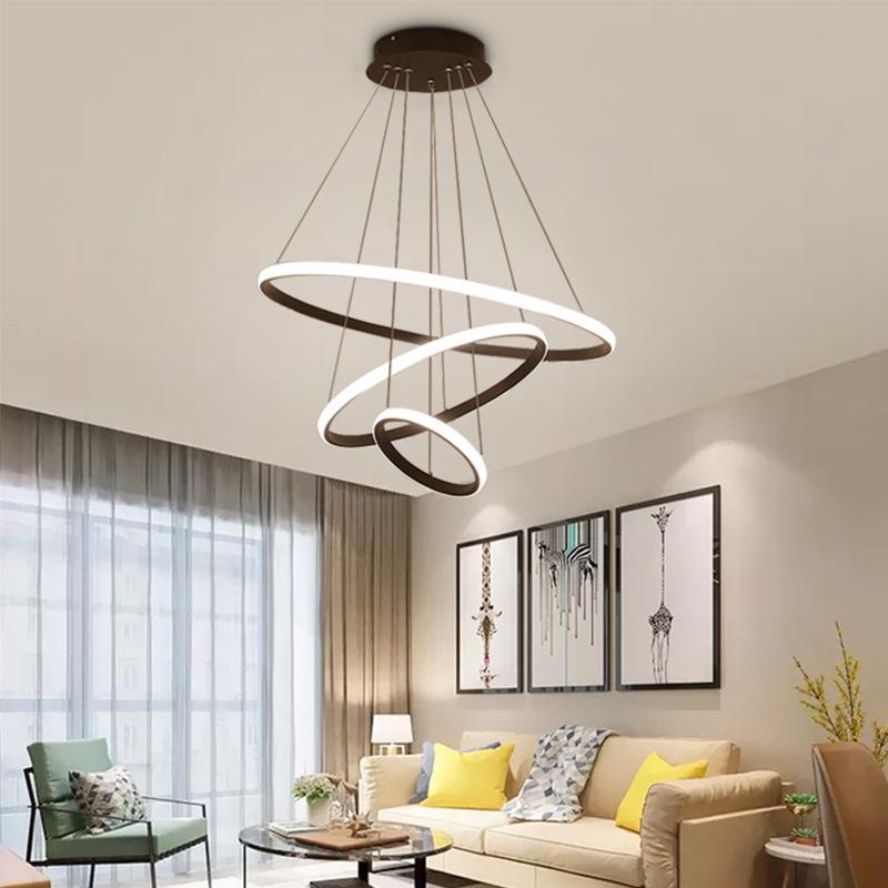 Dining Room Ring Chandelier Led Hanging Lamp Round Circle Black Chandelier for Living Room Bedroom Kitchen Indoor Decor Lighting