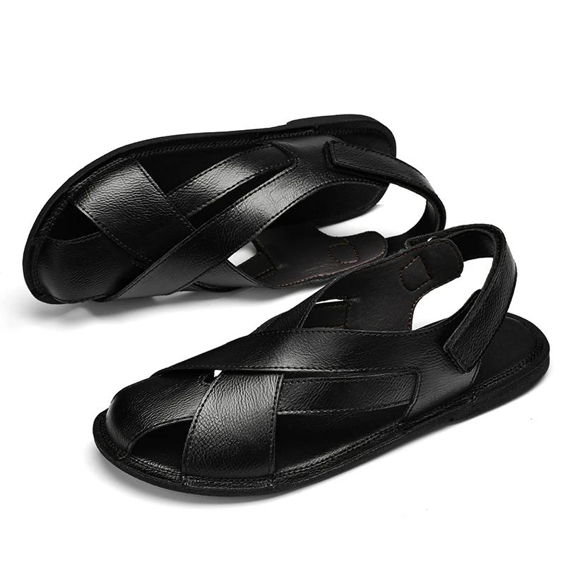 New Roman Shoes Genuine Leather Men's Sandals Summer Outdoor Non-slip Beach Shoes for Men Lightweight Slippers Walking Shoes Man