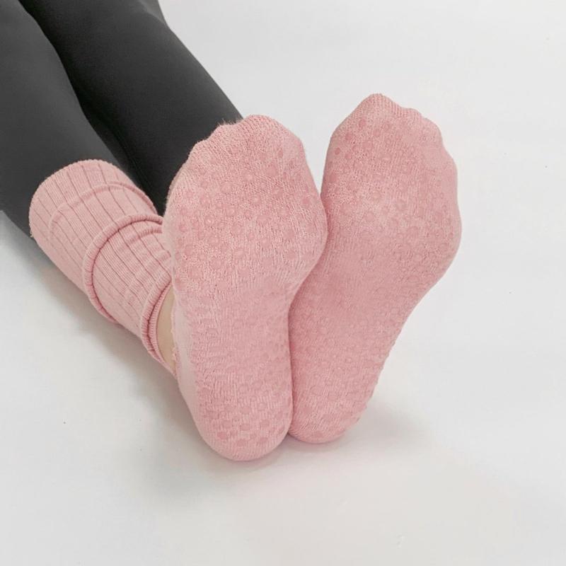 1 Paar Harajuku Street Atmungsaktive Riemchen Griffsocken Baumwolle Pilates Socken Rutschfeste Griffe Schweißabsorbierend Yoga Socken