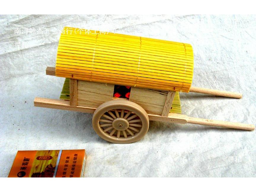 Farmhouse Wooden Miniature Horse-Drawn Carriage and Canopy Cart Decor