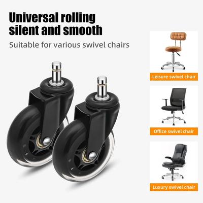 5PCS Office Chair Caster Wheels 10MM 11MM Rubber Wheels Replacement Soft Safe Furniture Casters Wheel Universal 360 Degree Wheel
