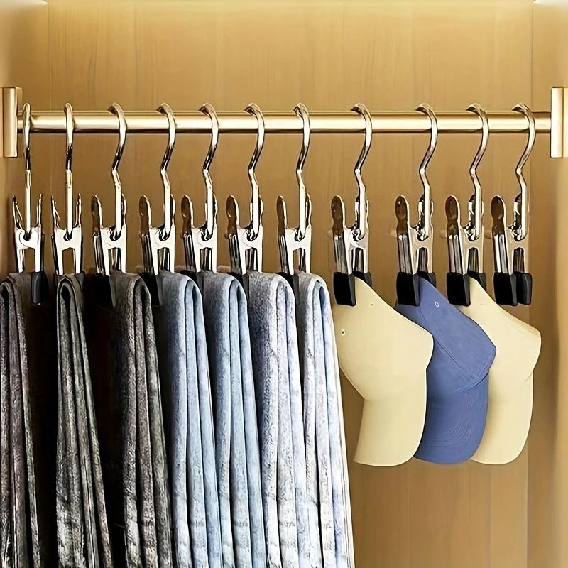30pcs Stainless Steel Space-Saving Hanger Clips - Versatile Organizer for Hats, Shoes, Pants | Durable & Portable