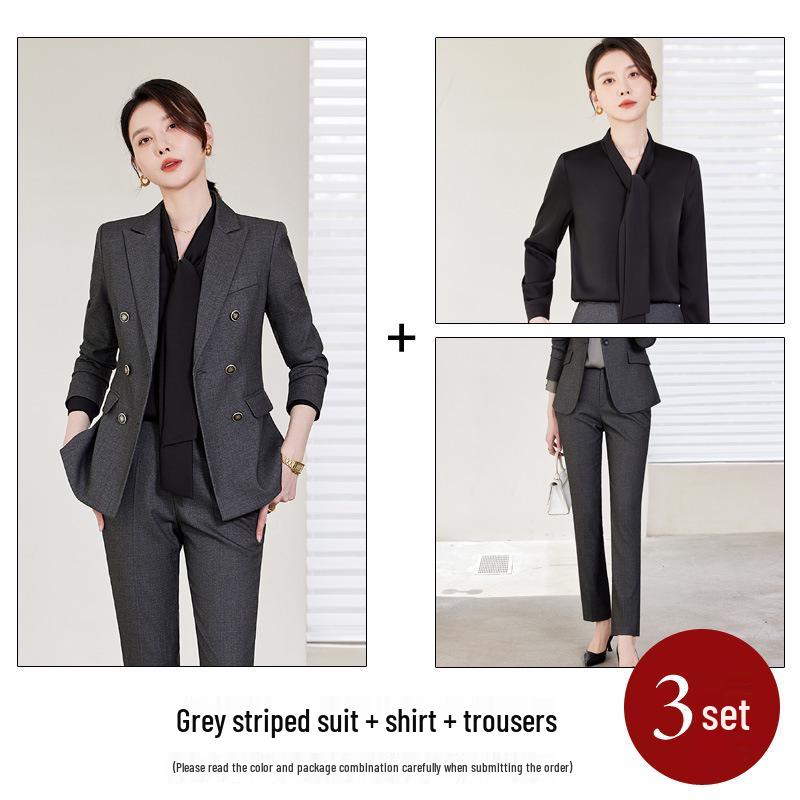 Elegant Women's Slim Fit Black Suit Set for Business and Commute - 2024 Spring/Autumn Collection