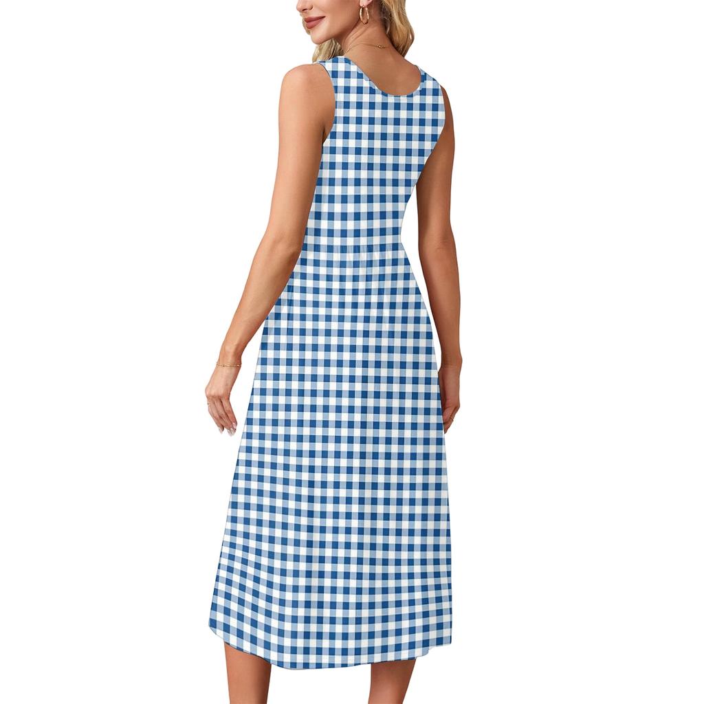 Elegante abito estivo da donna, abbigliamento casual chic, gonna prendisole da spiaggia con tasche