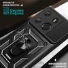 For TECNO Spark Go 2023 4G/Pop 7 Pro 4G Slide Lens Protection Cover Shockproof Kickstand PC+TPU Phone Case
