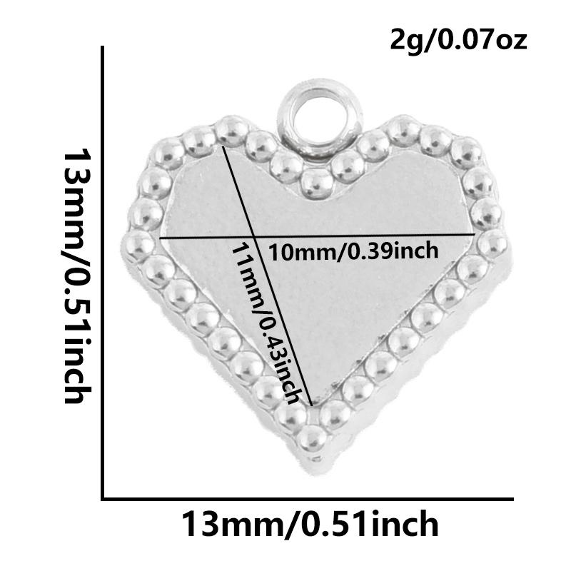6pcs High Quality Assorted Stainless Steel Heart Charms For Jewelry Making Bracelets Keychain Pendant DIY Women Men Pendant Bulk