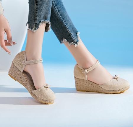 Heeled Sandals Women Wedges Espadrilles Summer Shoes Ladies Comfort Casual Closed Toe Sandal Pumps Heels Party Shoes Footwear