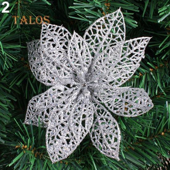 6'' Decorazione per feste di matrimonio cava Fiori di Natale Decorazioni per alberi di Natale Accessori per stelle di Natale