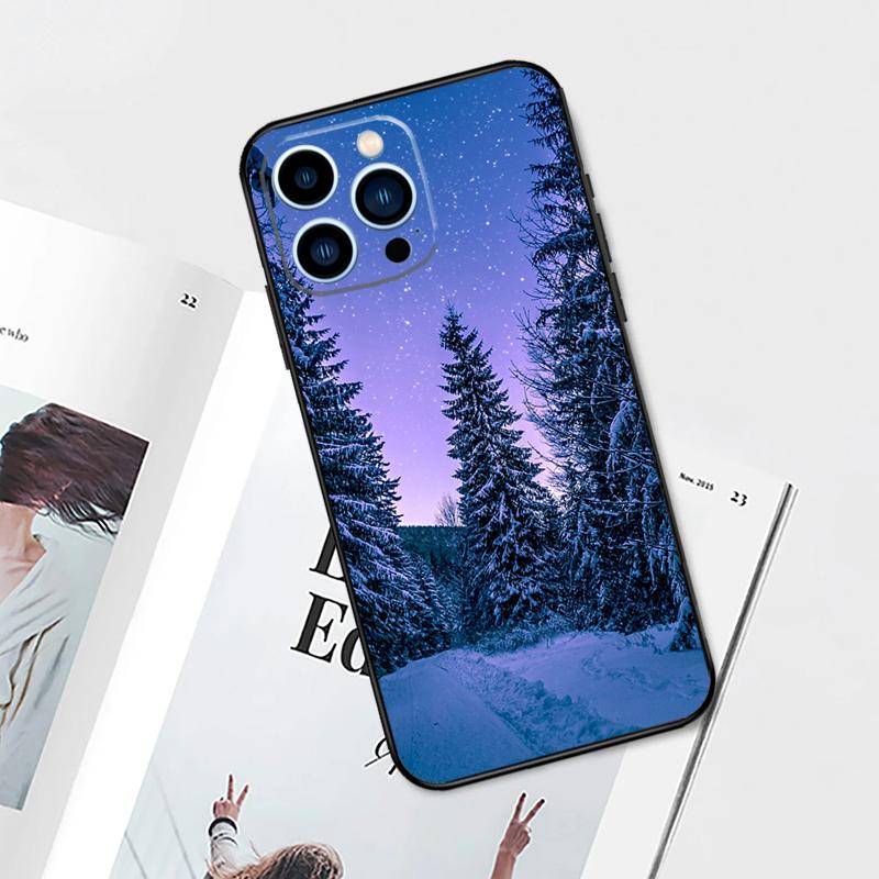 Landscape Winter Light Snow Case For iPhone 17 Pro Max 11 14 15 16 Pro Max 12 13 Mini 16 Plus 16e 17 Air Phone Cover