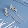 Two-Way Wear Long Faux Diamond Leaf Earrings – Niche Design, Versatile & High-End Feel.