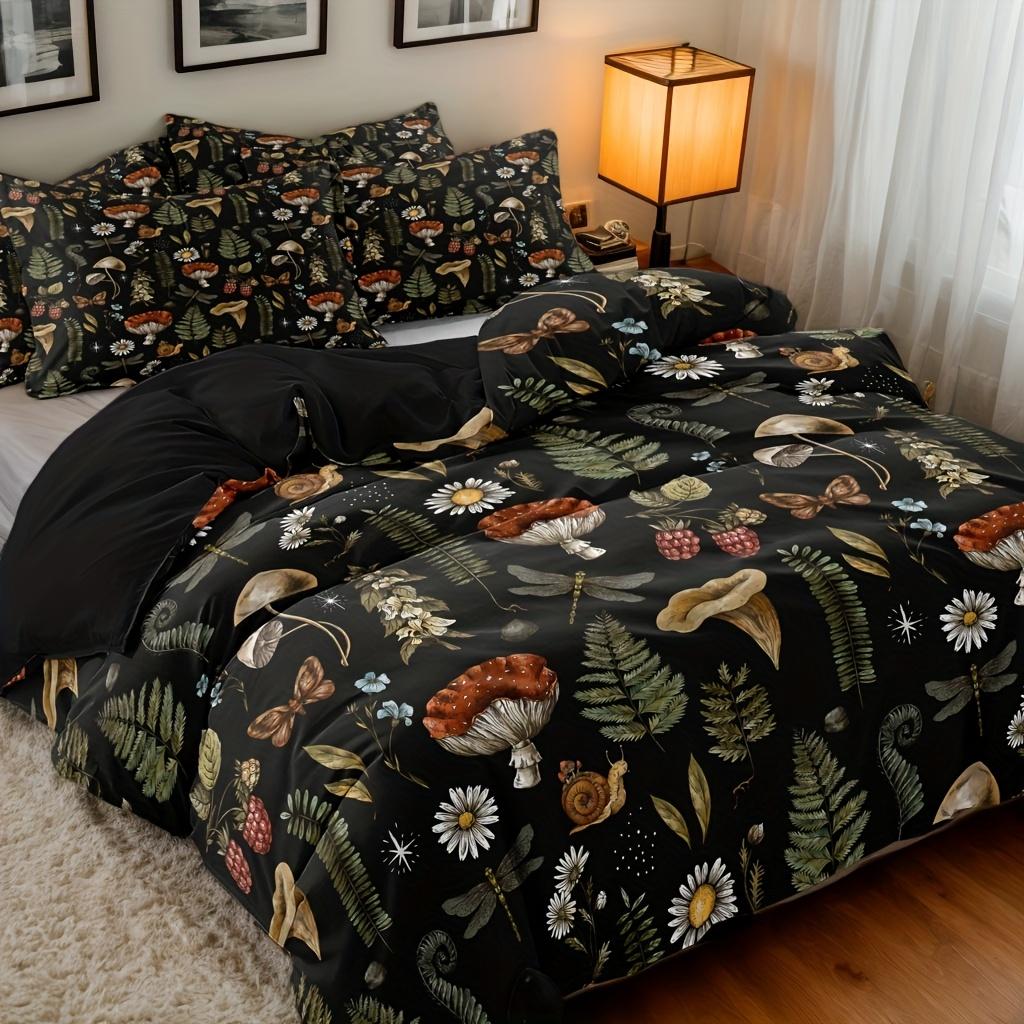 Filtration Facilities Unisex Coton Forest Mushrom Patern Printed Beding And Soft With Soft Fabric Duvet Cover Set For Bedroms Guest Roms Soft Comfortable Quilt Cover