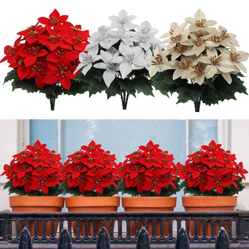 

DIY Accessories Simulated Flowers Bouquet with 5 Forks Christmas Ornaments Christmas червоний