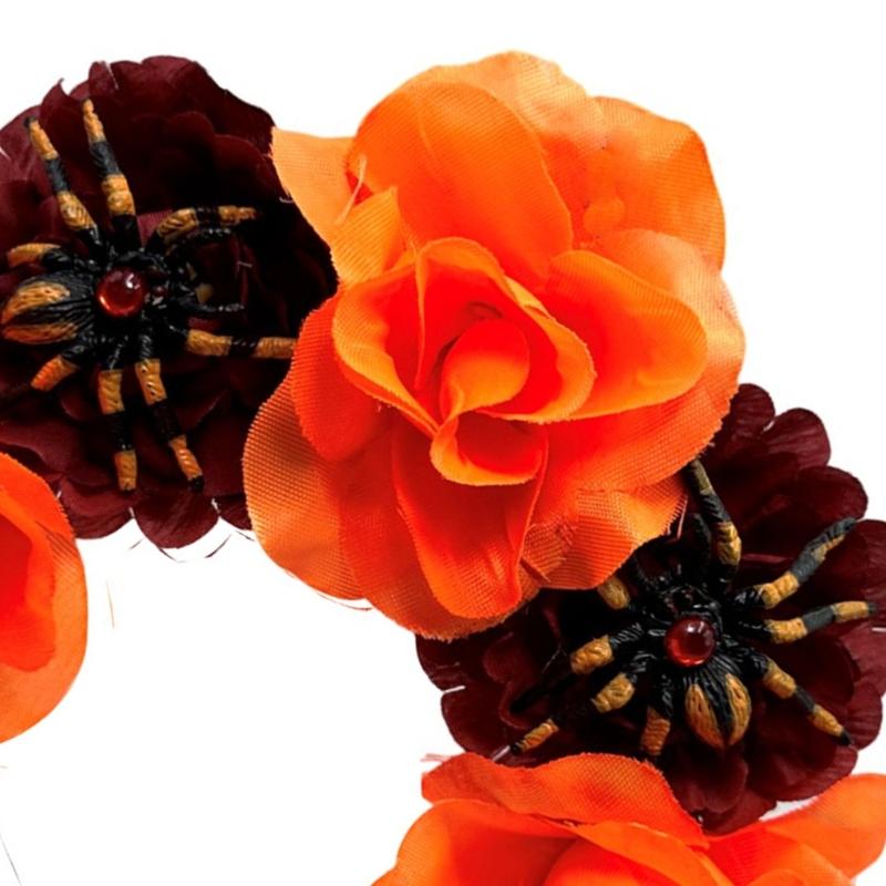 Floral Hairband Skull Rose Hair Hoop Halloween Decorative Spiders Role Play Costume Proms Party Live Show Headwear