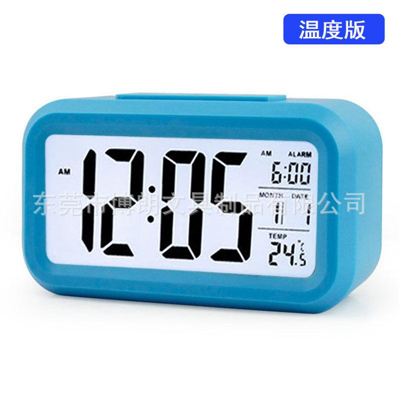 Smart clock, student English temperature alarm clock, silent backlit LCD electronic clock, digital clock