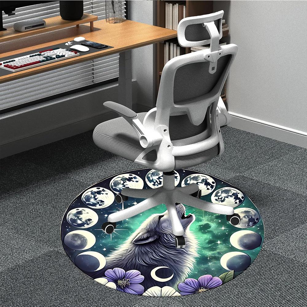 

1pc Moon Wolf Office Round Area Rug, Under Office Chairs Bedroom Living Room Home Decor, Room Deco, Available in Various Sizes L1024281 80cm by 80cm
