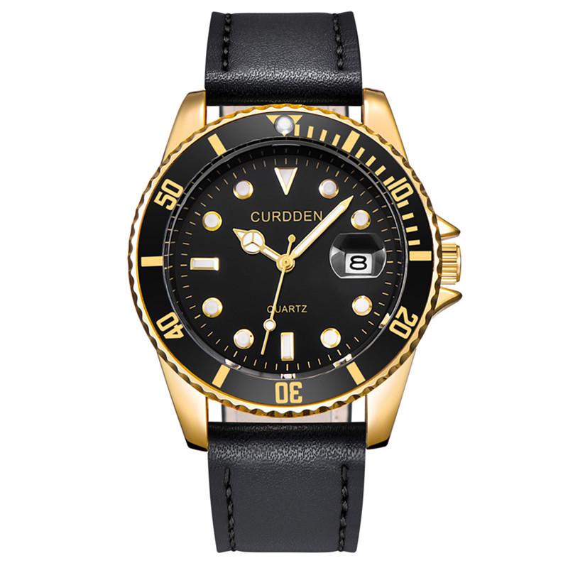 Men's Fashion Quartz Watch with Calendar, Simple Leather Strap, Student Design