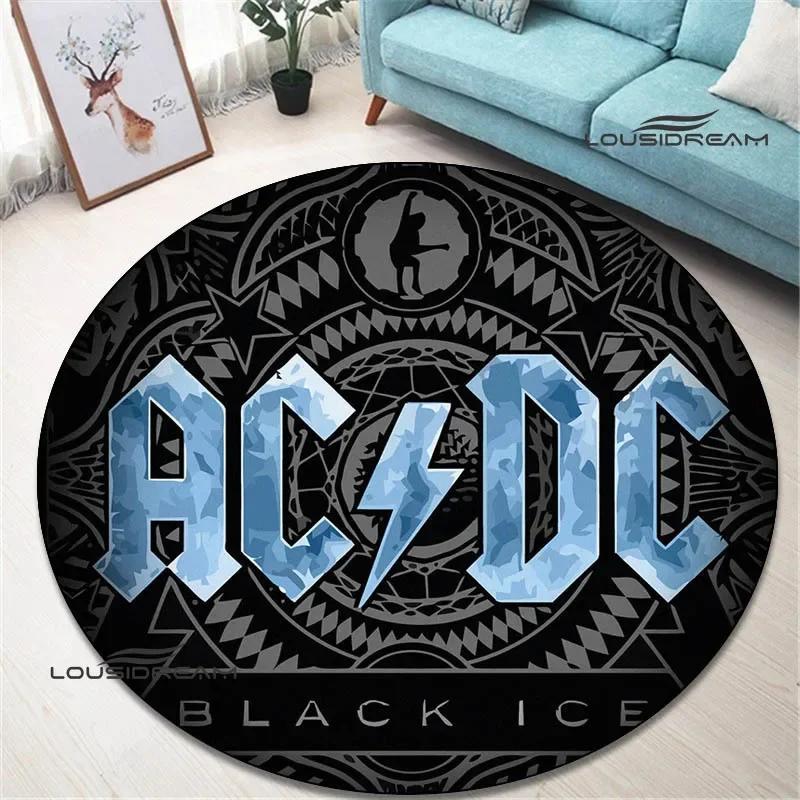 3D Rock Band AC/DC Retro Printed Round Carpet Bedroom Beautiful Carpet Non -slip Door Pad Floor Mats Area Rug Birthday Gift