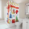 TU Festive Christmas Shower Curtain with Reindeer and Gifts Holiday Bathroom Decor Waterproof Xmas Pattern Fabric Backdrop