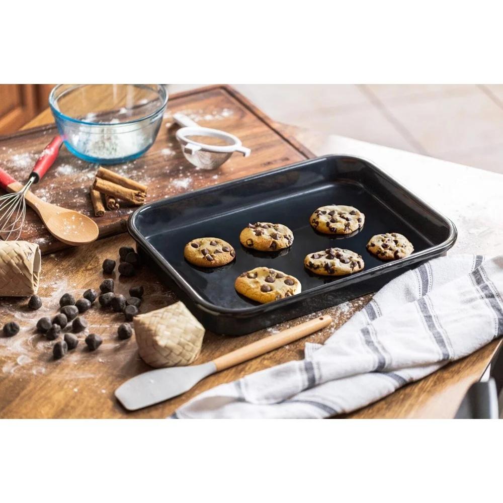 Non-Stick Enamel Baking Tray Heat Resistant Baking Sheet Cookies Desserts Easy Clean Scratch Resistant Kitchen Bakeware Tools