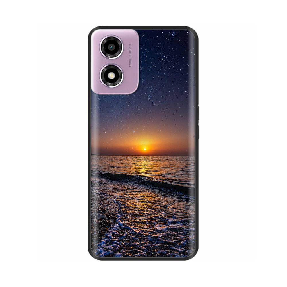 Für Motorola Moto E14 Hülle Niedliche Bemalte Weiche Schwarze Silikonhülle 6,56'' Stoßfeste Handyhülle Für Motorola E14 E 14 MotoE14 Taschen