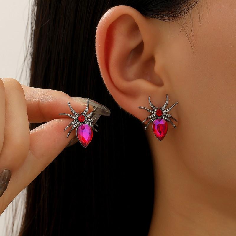 Gothic Spider Earrings Women Statement Animal Jewelry Alloy With 14K Gold Post Punk Fashion Accessory Halloween Party