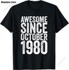 Unisexs Vintage 43th Birthday Gift T Shirts Awesome Since May 1980 Born in May 1980 TShirt Funny Birthday Greeting Party Tops