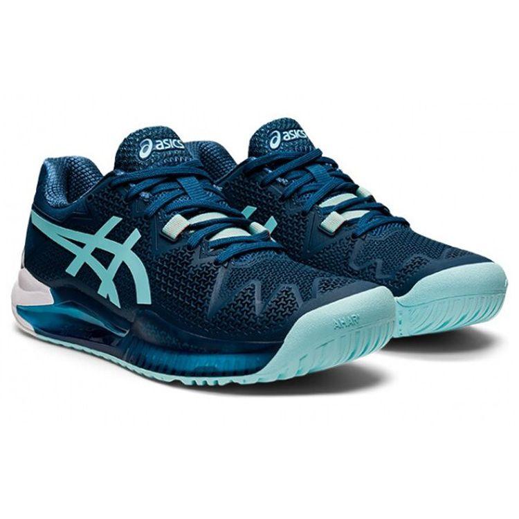 Asics Gel-Resolution 8 Trendy Comfortable Durable Low-Top Tennis Shoes Women Sneaker Ocean-Blue 1042A072-406