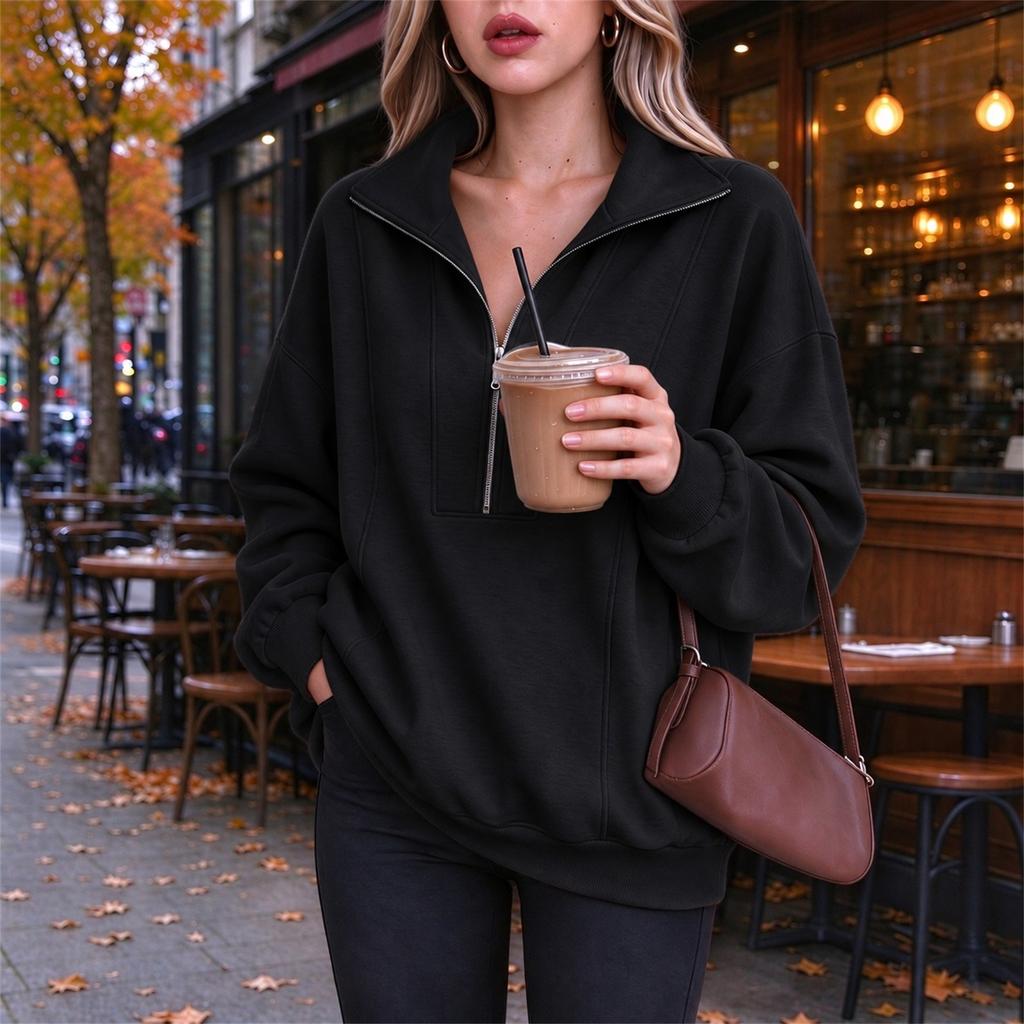 Women's Casual Loose Fit Sweatshirt with Pocket for Workout and Daily Wear
