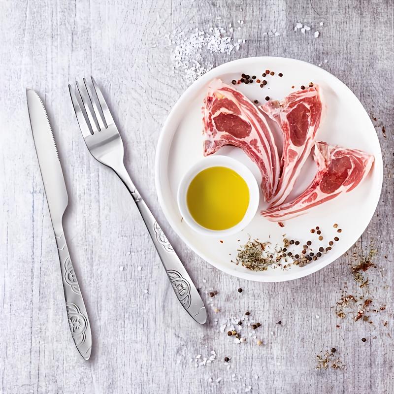 4Portable Cutlery Set of Knife Fork and Spoon 410Stainless Steel Is Sturdy and Durable The Vintage Print Design Features Unique