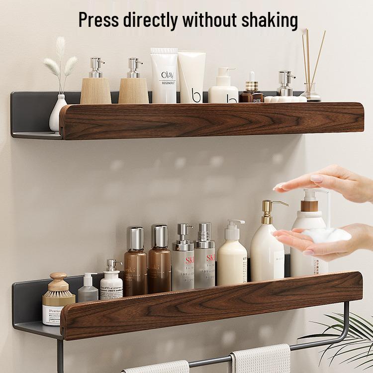 Vintage Walnut Bathroom Wall Shelf & Cosmetic Rack
