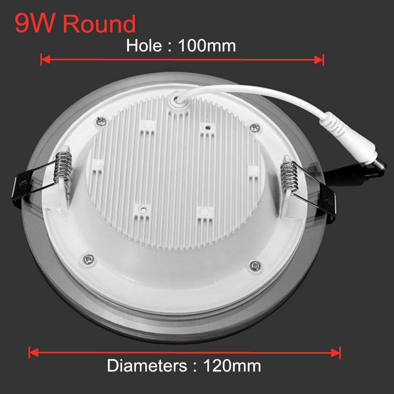 LED Panel Light Round Glass Panel Downlight 6W 9W 12W 18W Ceiling Recessed Lights Spot Light Indoor Lamps AC85-265V