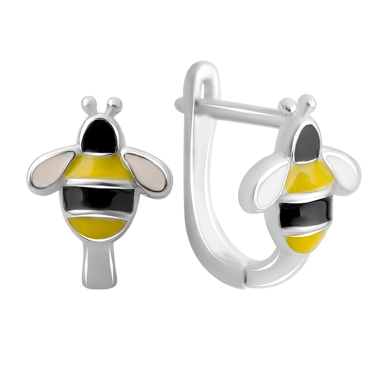 

Срібні сережки-підвіски з емалью (2176312)