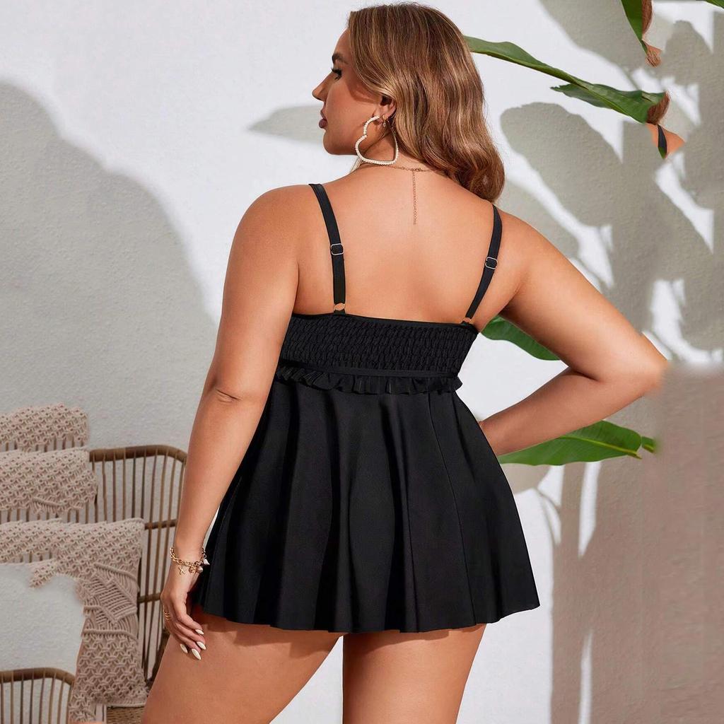 Women's Two-Piece Bikini Set Large Size Skirt Split Swimsuit