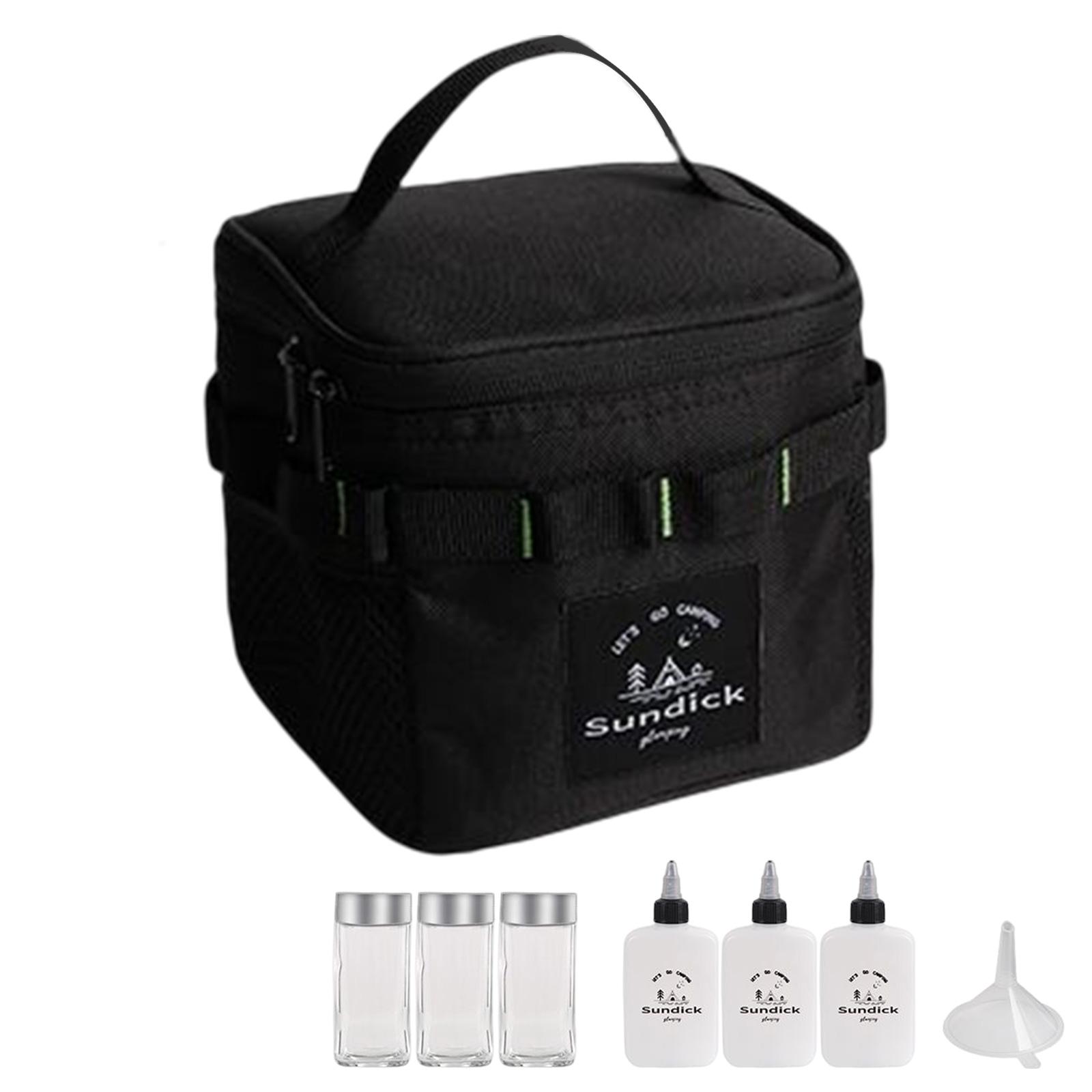 SUNDICK Ensemble de Bouteilles à Épices avec Sac de Rangement Camping Extérieur Bouteille à Épices Pratique pour le Voyage Multifonctionnel Léger Conçu Pour le Camping Pique-nique