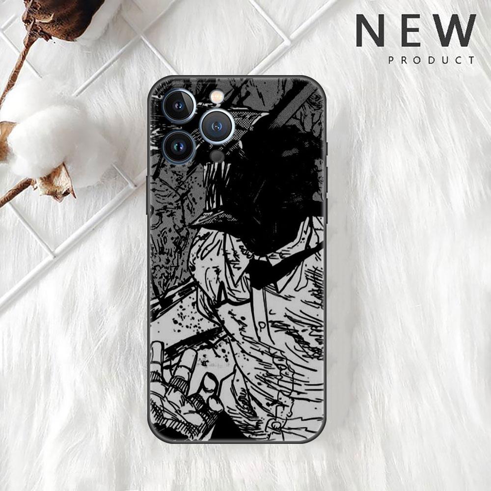 Pouzdro pro Apple iPhone 14 11 13 7 12 Pro 7 XR XS Max 8 Plus 6 14Pro 13Mini Černé Měkké Telefonní Coque Chainsaw Man Cool