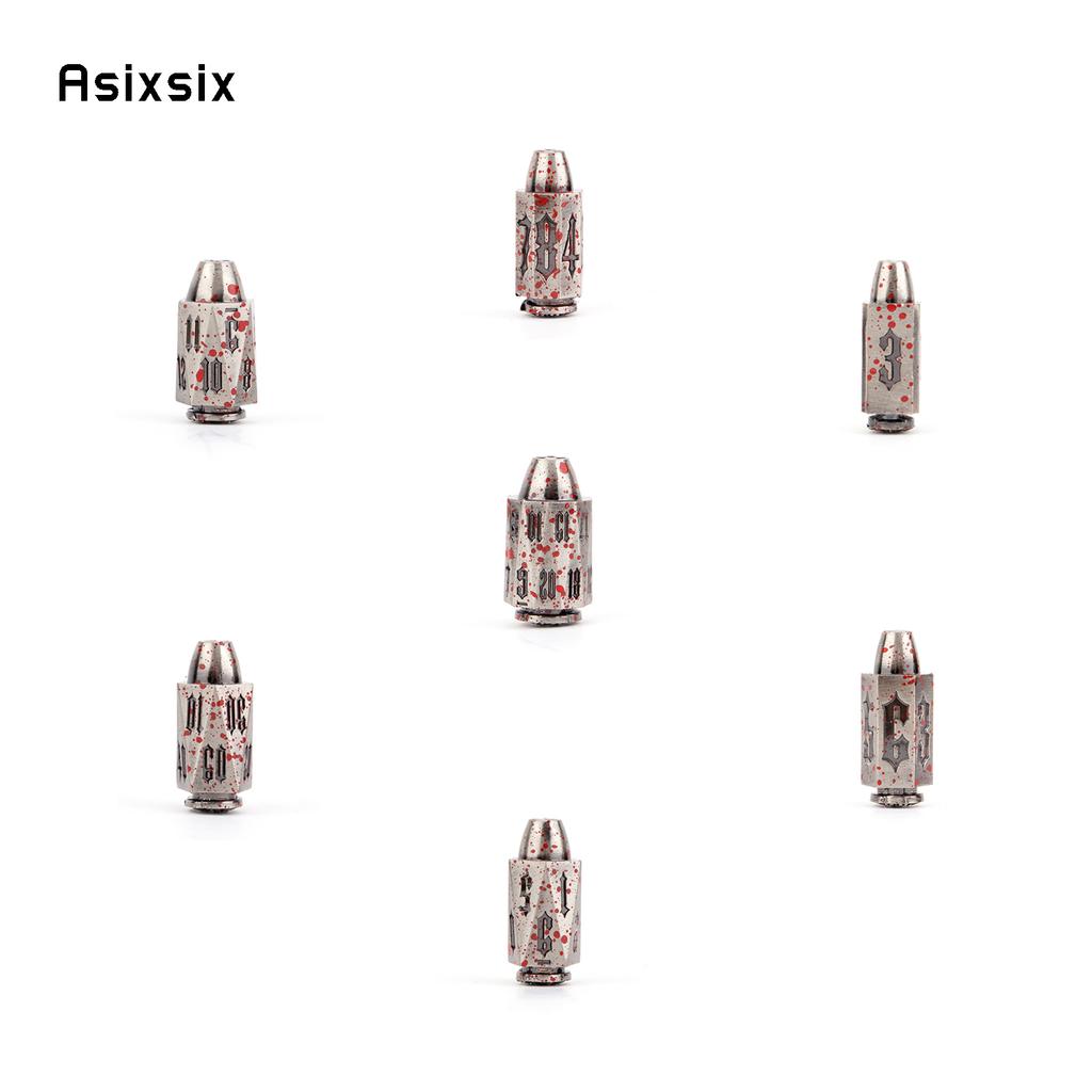 7 Pcs Silver Red Metal Bullet Black Number Sharp Edge Dice Polyhedral Dice Suitable for Role-Playing RPG Card Game