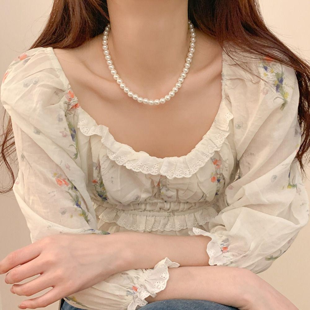 Luxury Vintage Clavicle Chain Imitation Pearl Sweater Chain Women Choker Korean Style Long Necklace