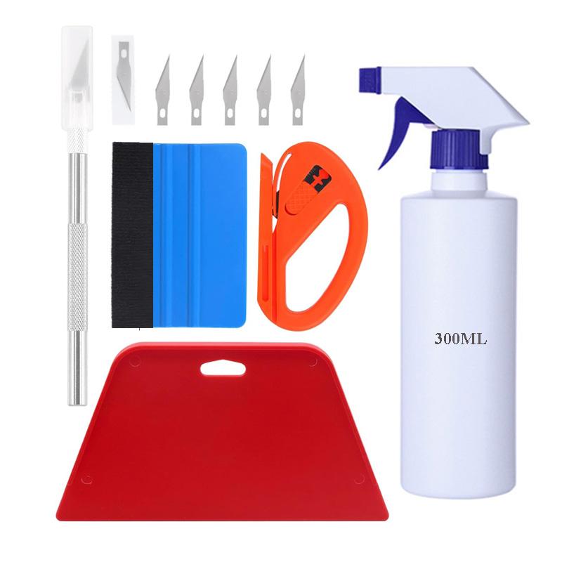 

10Pcs Window Tint Tools Kit Felt Edge Squeegee Scraper Vinyl Cutter 300ml Spray Bottle Carving Knife for Window Tint Glass Film kit 10pcs