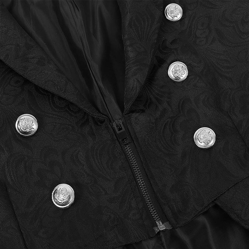 2025 European & American Men's Solid Color Steampunk Retro Coat with Stand Collar.