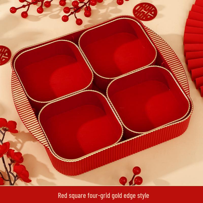 Wedding & Engagement Fruit and Candy Plate - Elegant Red Ornament for Living Room