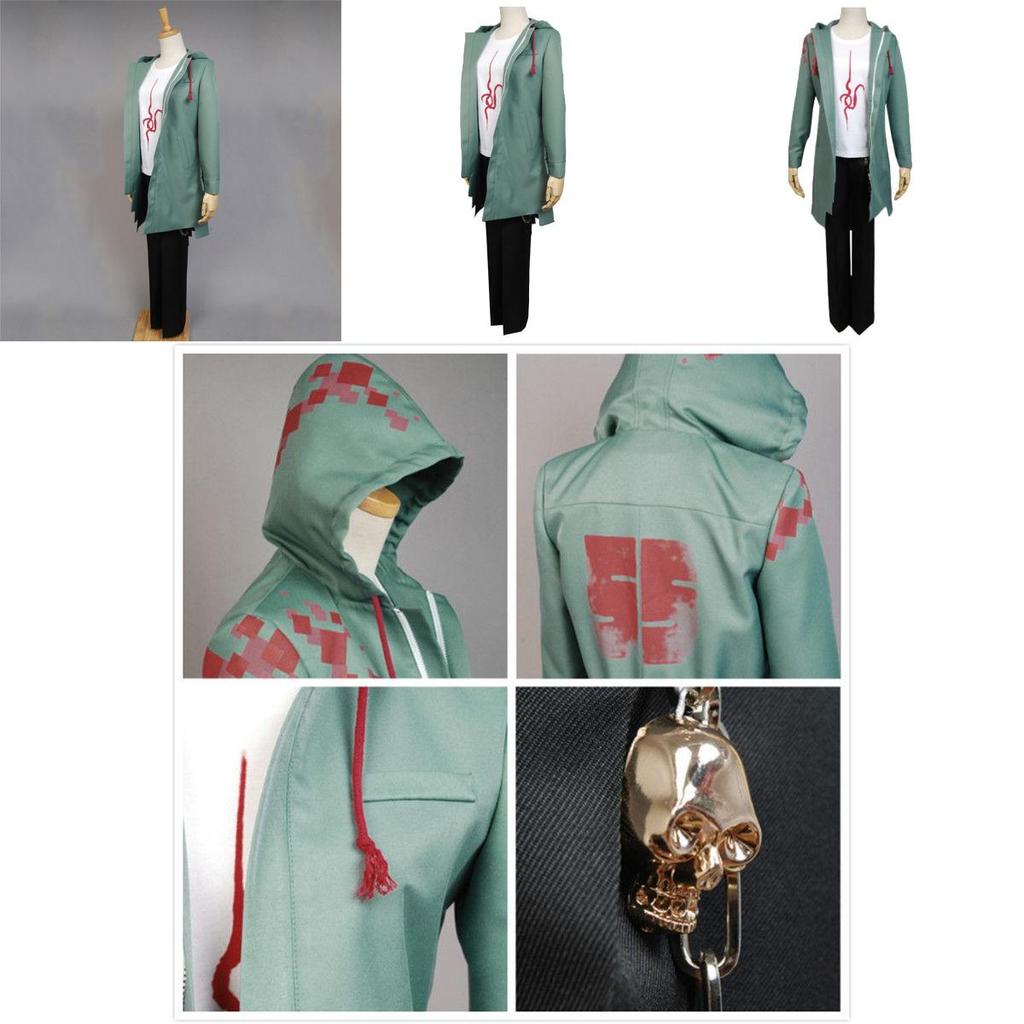 Komaeda Nagito Wysokiej Jakości Kostium Cosplay Płaszcz Kurtka T-shirt Spodnie Zestaw Peruka