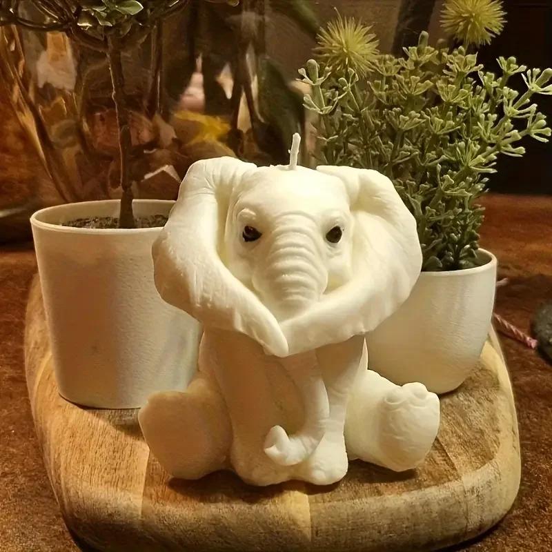 A Top Quality Set of 3 DIY Animal-Shaped Candle Molds Silicone Elephant Scented Decorative Crafts for Home