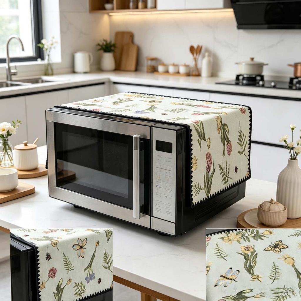 30x90cm Dust Resistant Cotton Linen Microwave Cover Household Linen Cloth