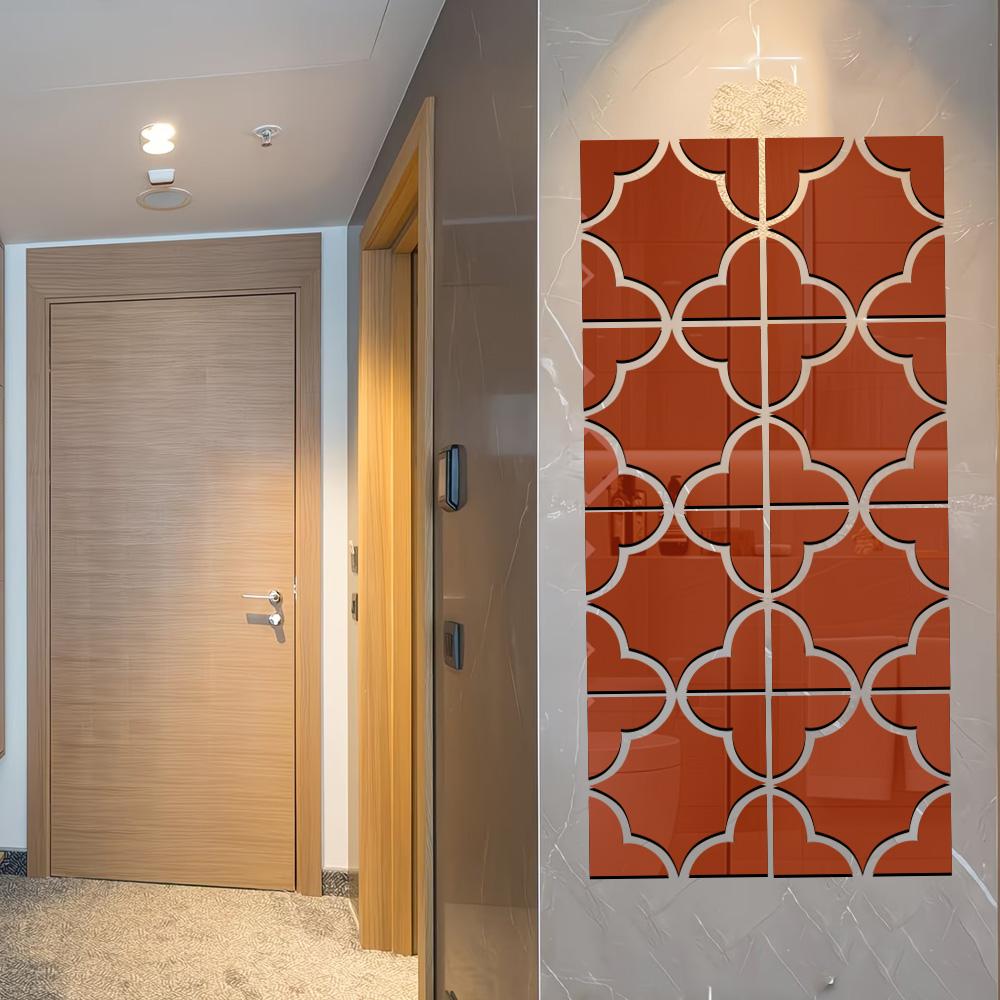 Quatrefoil Acrylic Mirror Wall Stickers Self Adhesive 3D Mirror Decals DIY Living Room Entrance Bathroom Home Decor Mirror Tiles