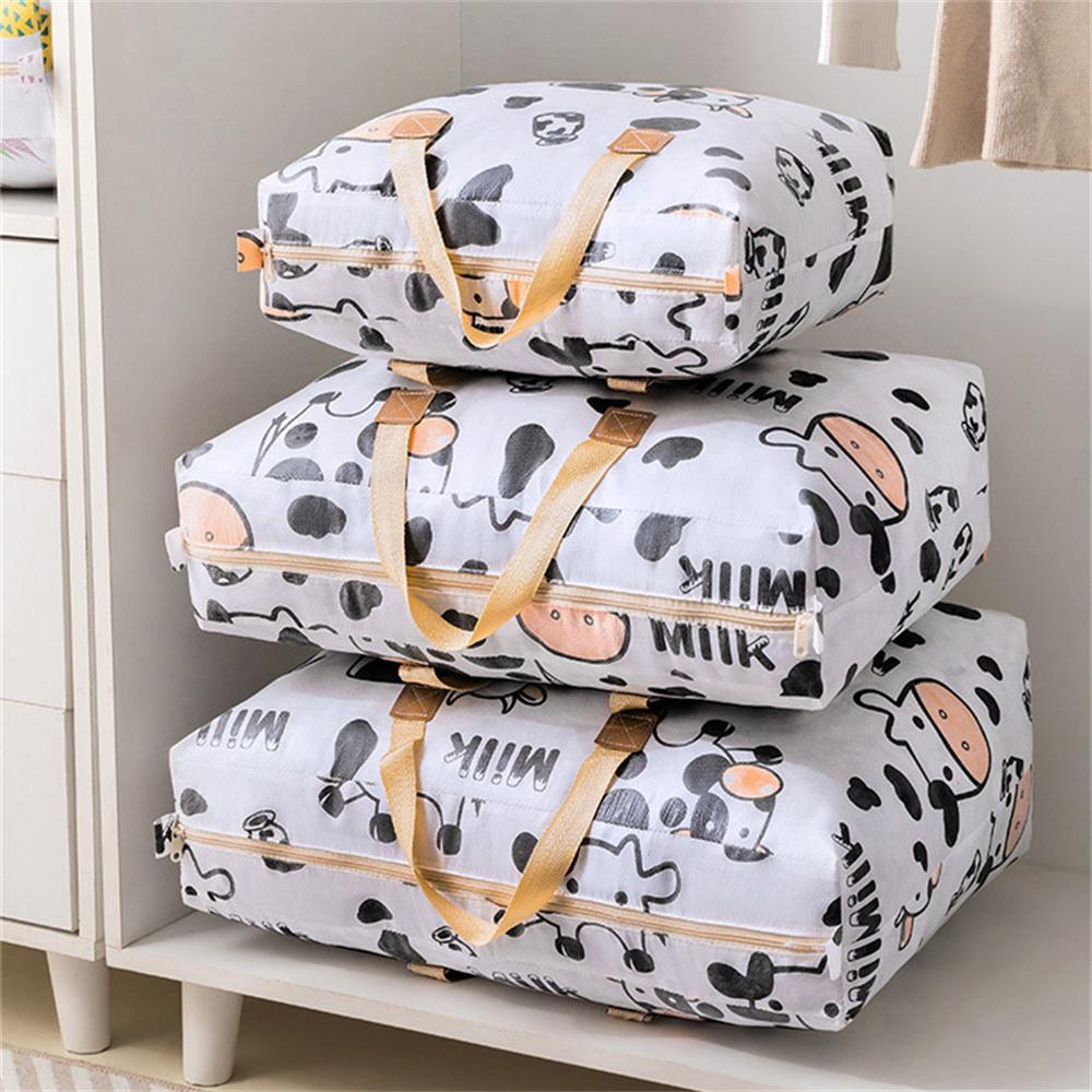 

Cartoon Cow Quilt Storage Bag Thickened Luggage Packing Bag Super Large Capacity Waterproof Portable Quilt Storage Organizer