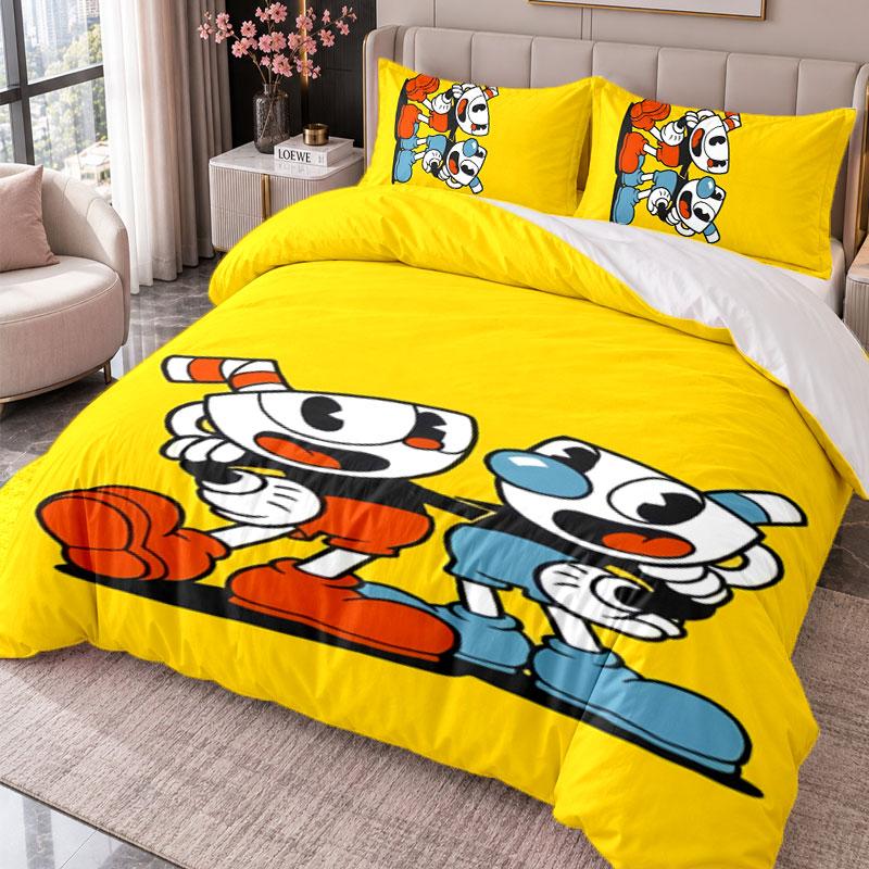 Cuphead 3Pcs Bedding Set Duvet Cover With Two Pillowcases For Bedroom Home Decoration