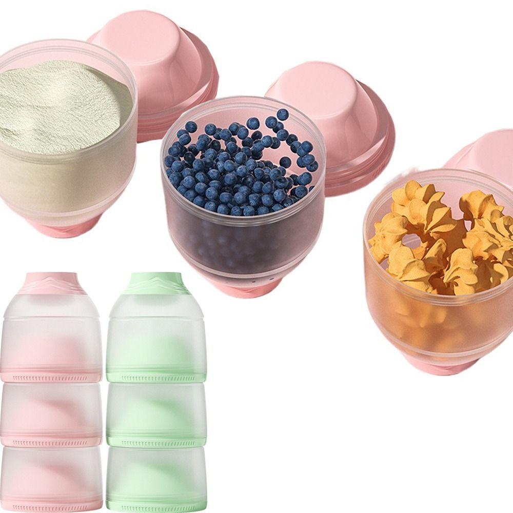 

Sealed Kids Snack Container 3 Layers Infant Food Tank Food Grade Portable Formula Dispenser Room зелений